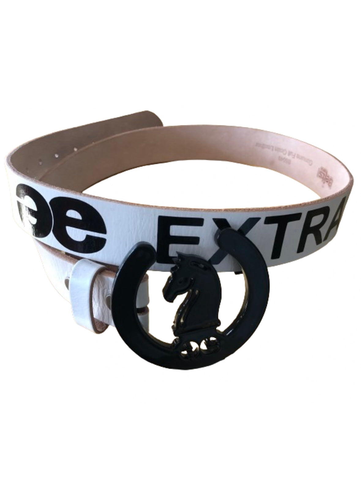 Black/White - Genuine leather belt